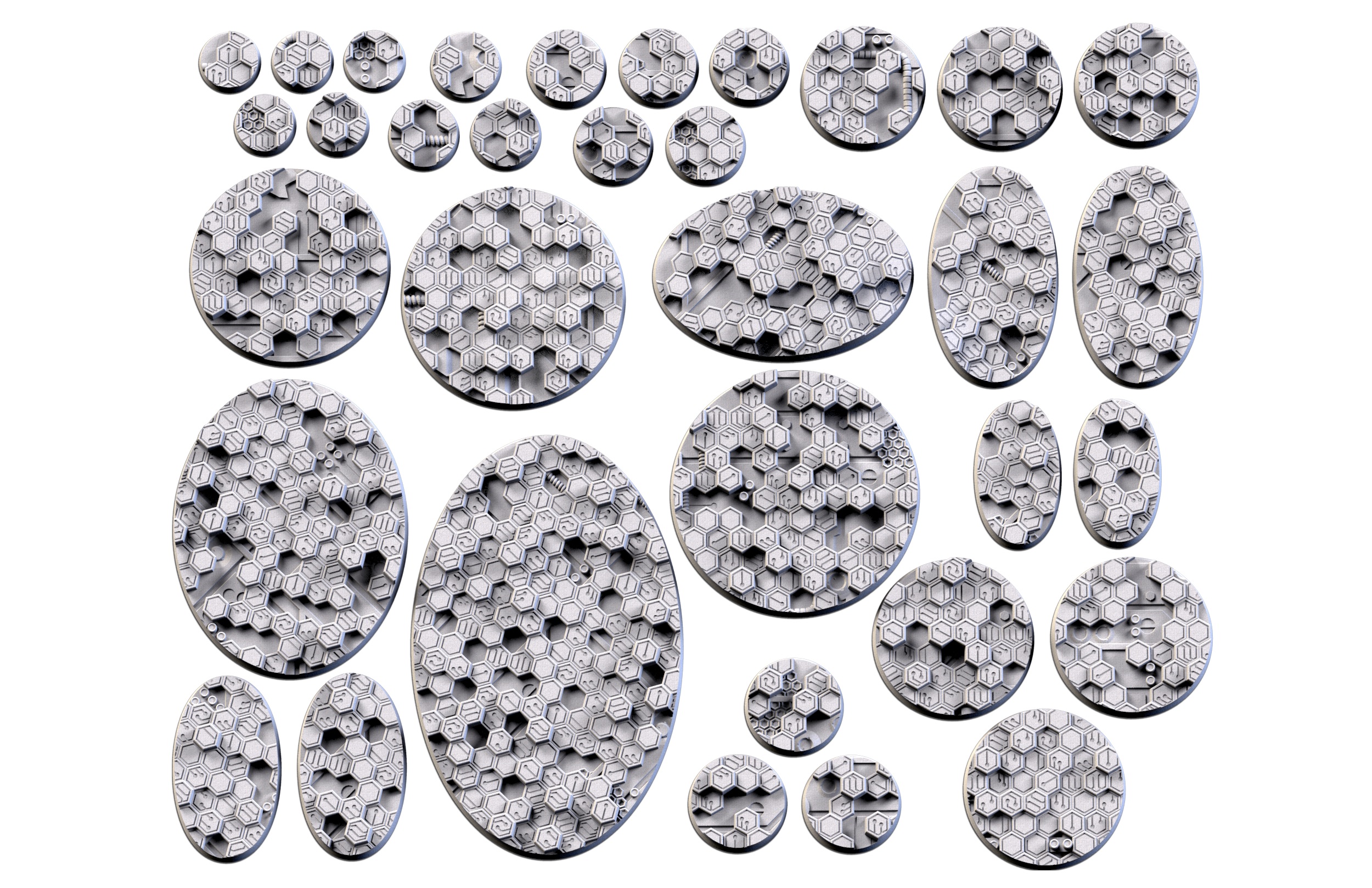Set de Peanas Temática CyberHex - Diseño Txarly Factory para Wargames | Resina Alta Calidad | Redondas y Ovaladas - Imagen 8