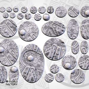 Set de Peanas Temática Xeno City - Diseño Txarly Factory para Wargames | Resina Alta Calidad | Redondas  y Ovaladas