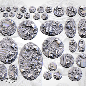 Set de Peanas Temática Scrap - Diseño Txarly Factory para Wargames | Resina Alta Calidad | Redondas  y Ovaladas