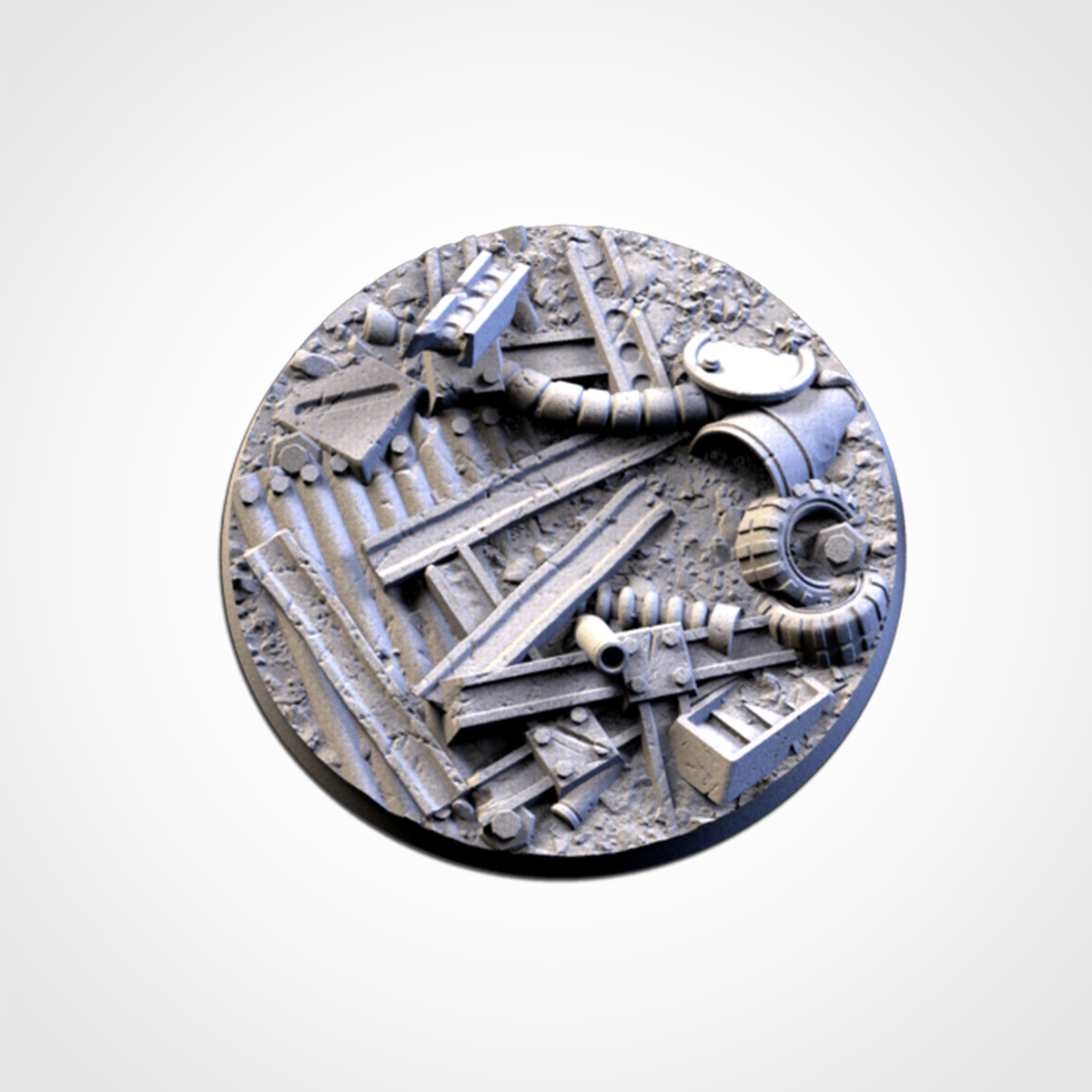 Set de Peanas Temática Scrap - Diseño Txarly Factory para Wargames | Resina Alta Calidad | Redondas y Ovaladas - Imagen 3