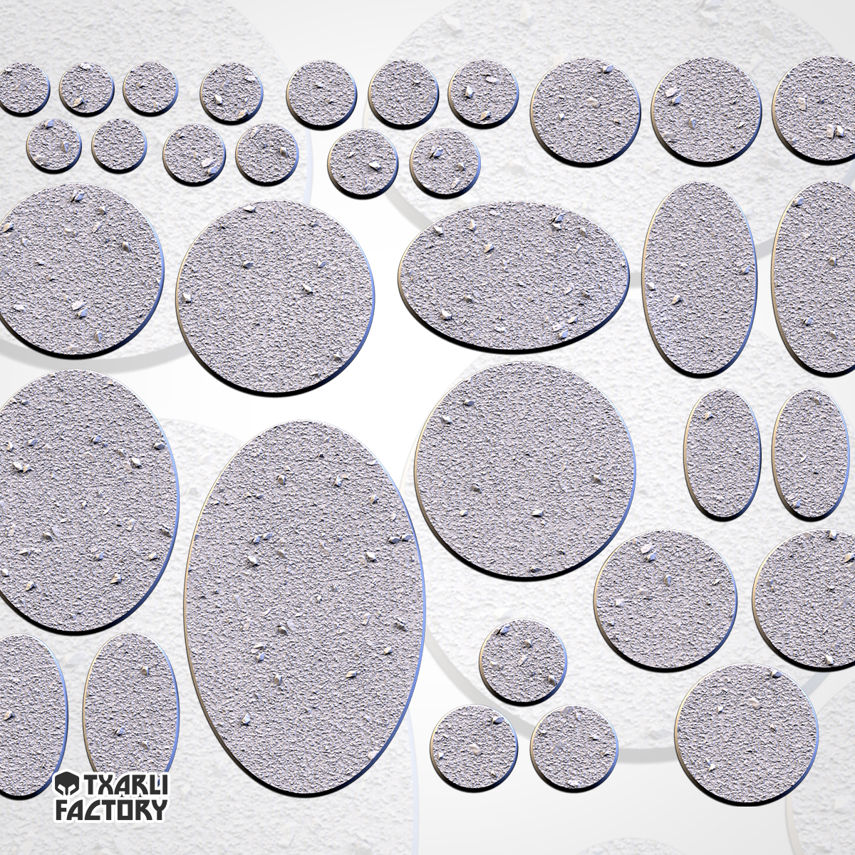 Set de Peanas Temática Basic Medium - Diseño Txarly Factory para Wargames | Resina Alta Calidad | Redondas y Ovaladas