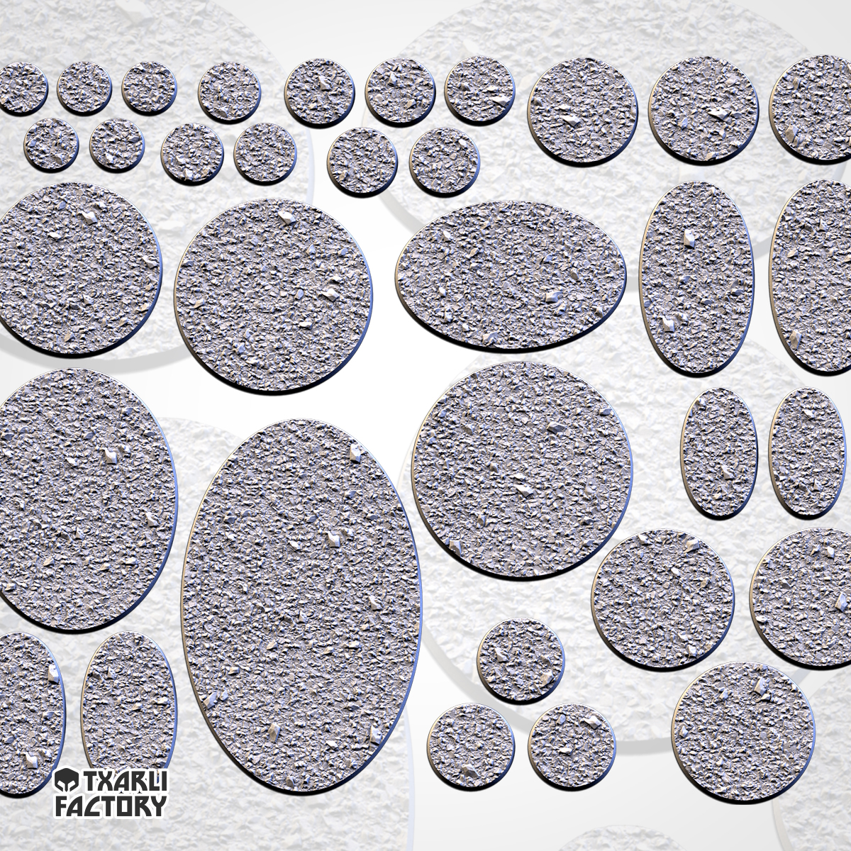 Set de Peanas Temática Basic Heavy - Diseño Txarly Factory para Wargames | Resina Alta Calidad | Redondas y Ovaladas