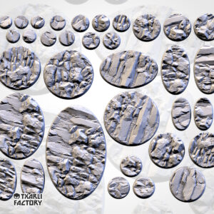 Set de Peanas Temática Stony Bases - Diseño Txarly Factory para Wargames | Resina Alta Calidad | Redondas  y Ovaladas