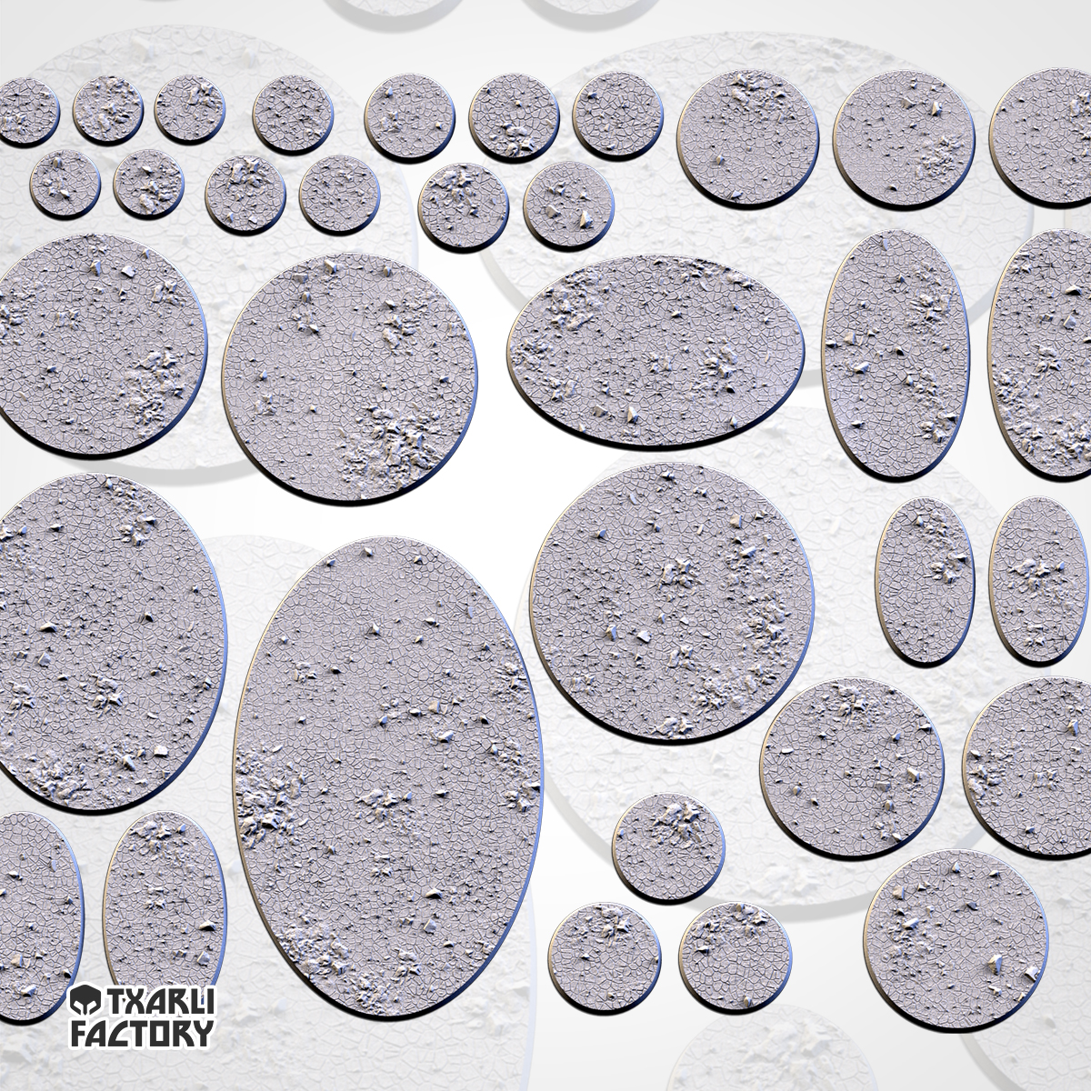 Set de Peanas Temática Dry Ground - Diseño Txarly Factory para Wargames | Resina Alta Calidad | Redondas y Ovaladas